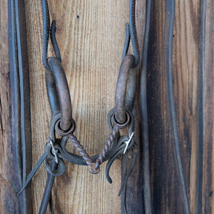 Heavy O-Ring Twisted Wire Snaffle Bridle Rig w/Single Ear Headstall