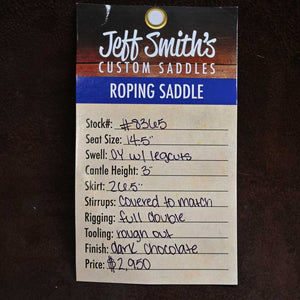 14.5" USED JEFF SMITH ROPING SADDLE Saddles Jeff Smith