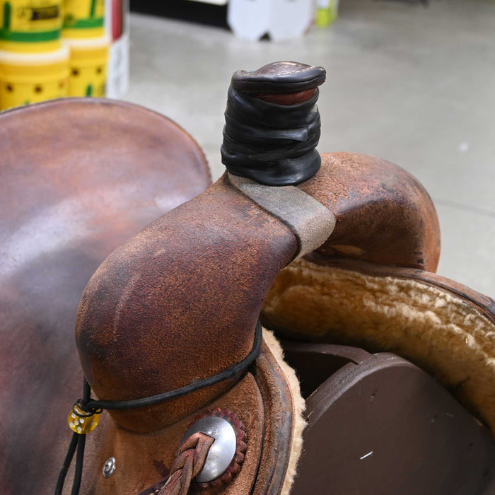 14.5" USED DIAMOND D TEAM ROPING SADDLE