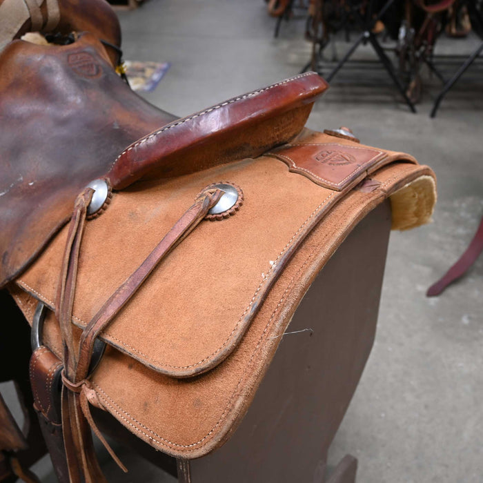 14.5" USED DIAMOND D TEAM ROPING SADDLE