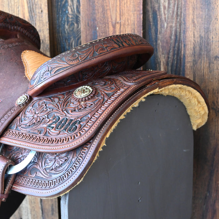 15"   USED CACTUS CHAMPION TEAM ROPING SADDLE