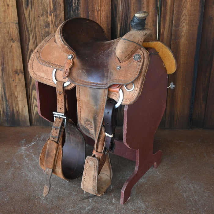 14.5" USED PATRICK SMITH TEAM ROPING SADDLE Saddles - Used Patrick Smith