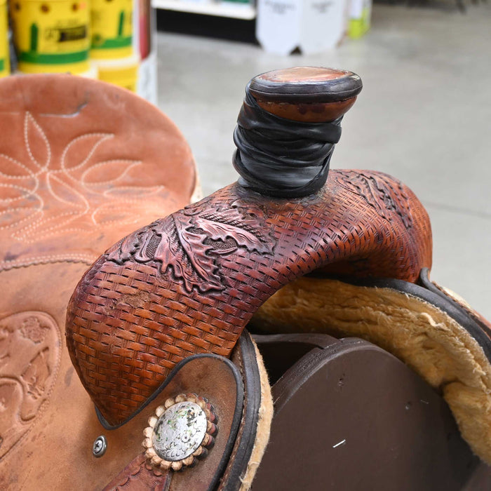 15.5" USED DOUBLE J TEAM ROPING SADDLE