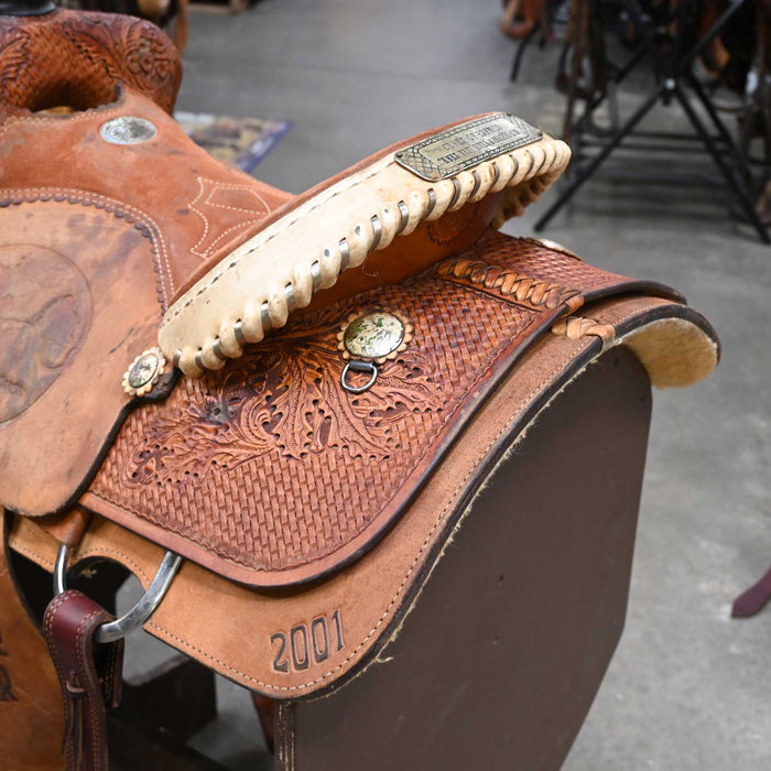 15.5" USED DOUBLE J TEAM ROPING SADDLE