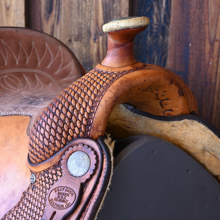 16" USED BILLY COOK TEAM ROPING SADDLE
