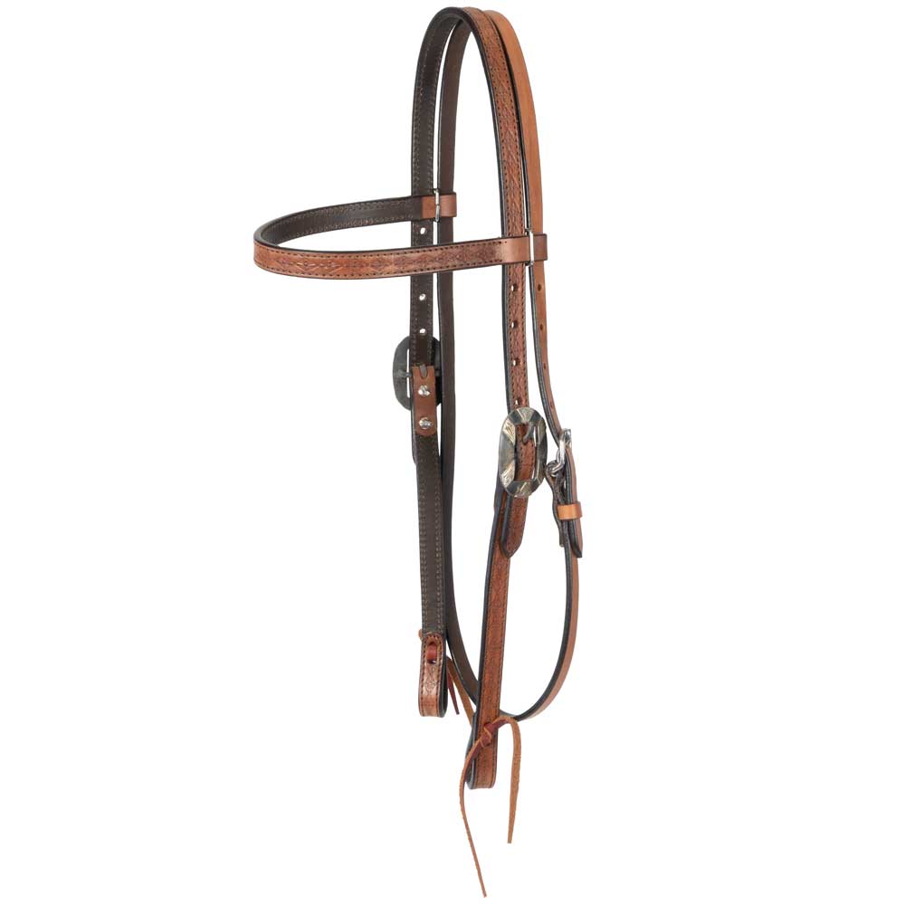 NEW Teskey's Narrow Tooled Browband Headstall Sale Barn MISC   