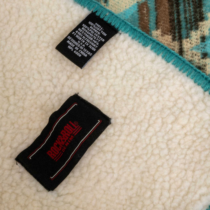 Rock & Roll Denim Jaquard Berber Lined Blanket