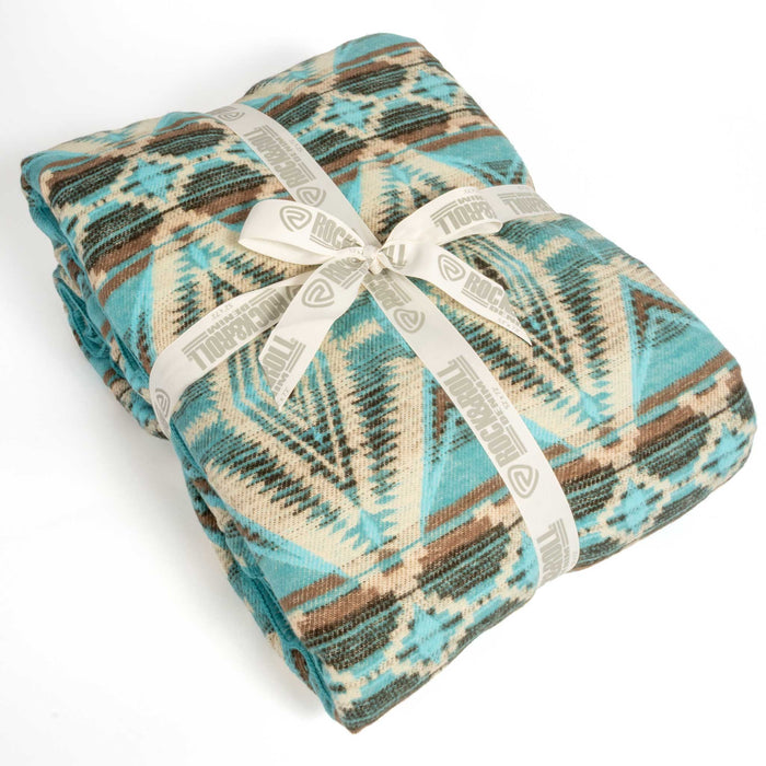 Rock & Roll Denim Jaquard Berber Lined Blanket