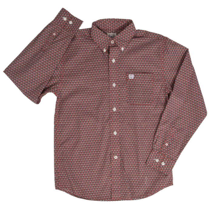 Cinch Boy's Geo Print Button Down Shirt