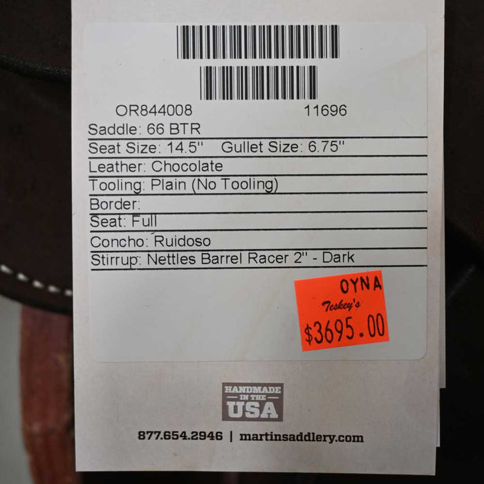 14.5" MARTIN BTR BARREL SADDLE Saddles - New Martin Saddlery