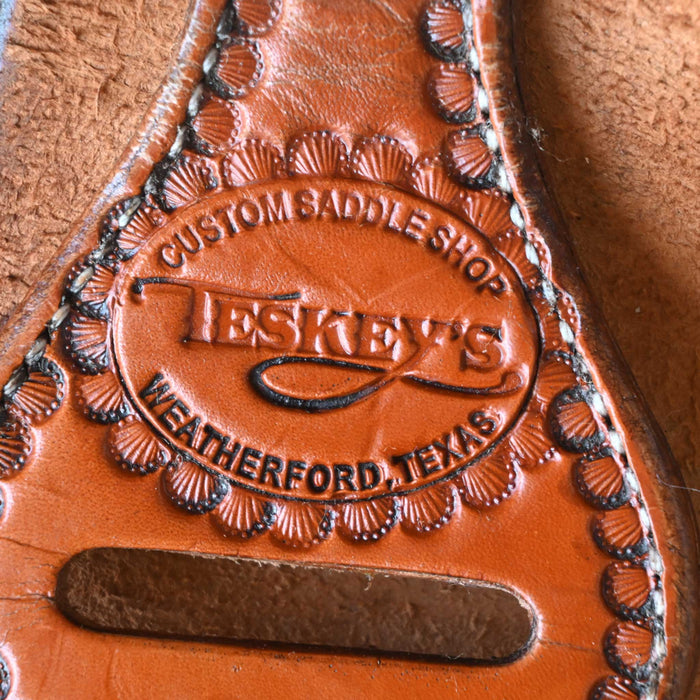 14.5" USED TESKEY'S CALF ROPING SADDLE
