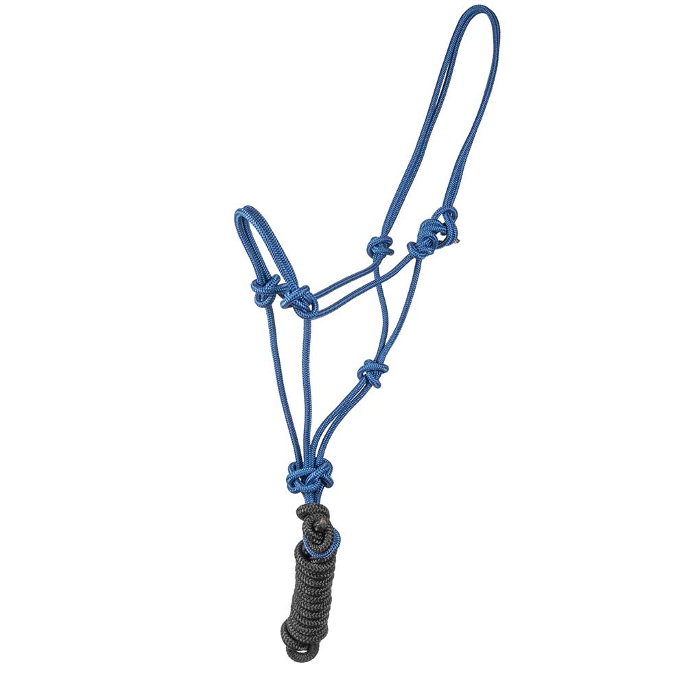 Cowboy Rope Halters with Lead -- Multiple Color Choice Tack - Halters & Leads - Combo Teskey's Navy  