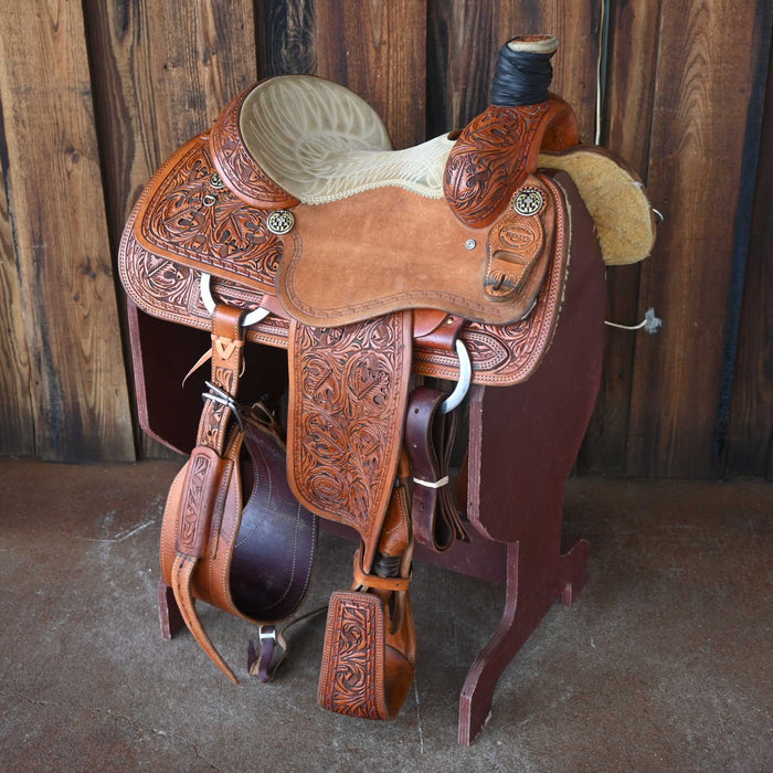 14" USED TESKEY'S TEAM ROPING SADDLE