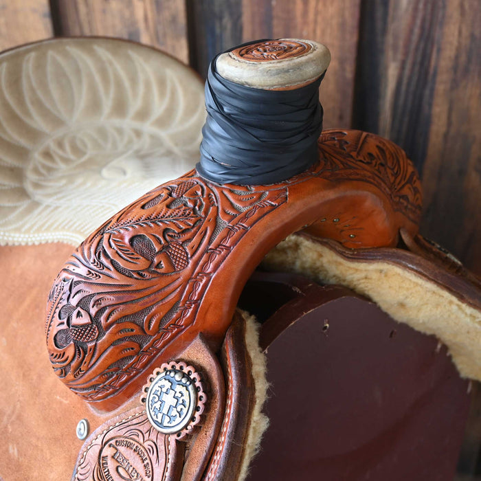 14" USED TESKEY'S TEAM ROPING SADDLE