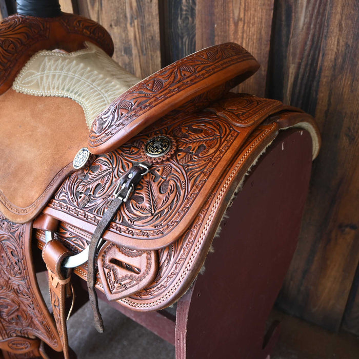 14" USED TESKEY'S TEAM ROPING SADDLE
