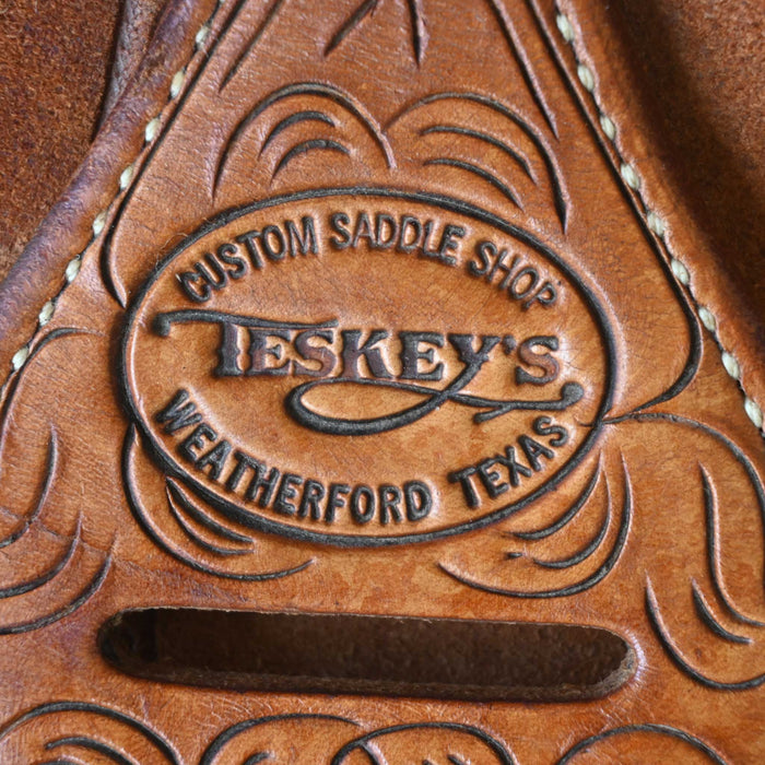 14" USED TESKEY'S TEAM ROPING SADDLE