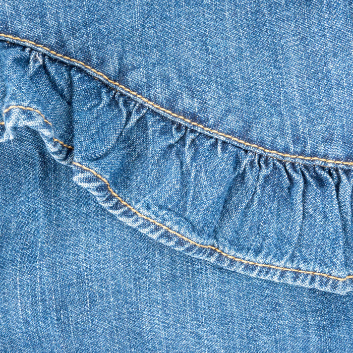 Wrangler Girls Pearl Snap Western Ruffle Denim Shirt