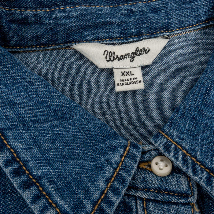Wrangler Girls Pearl Snap Western Ruffle Denim Shirt