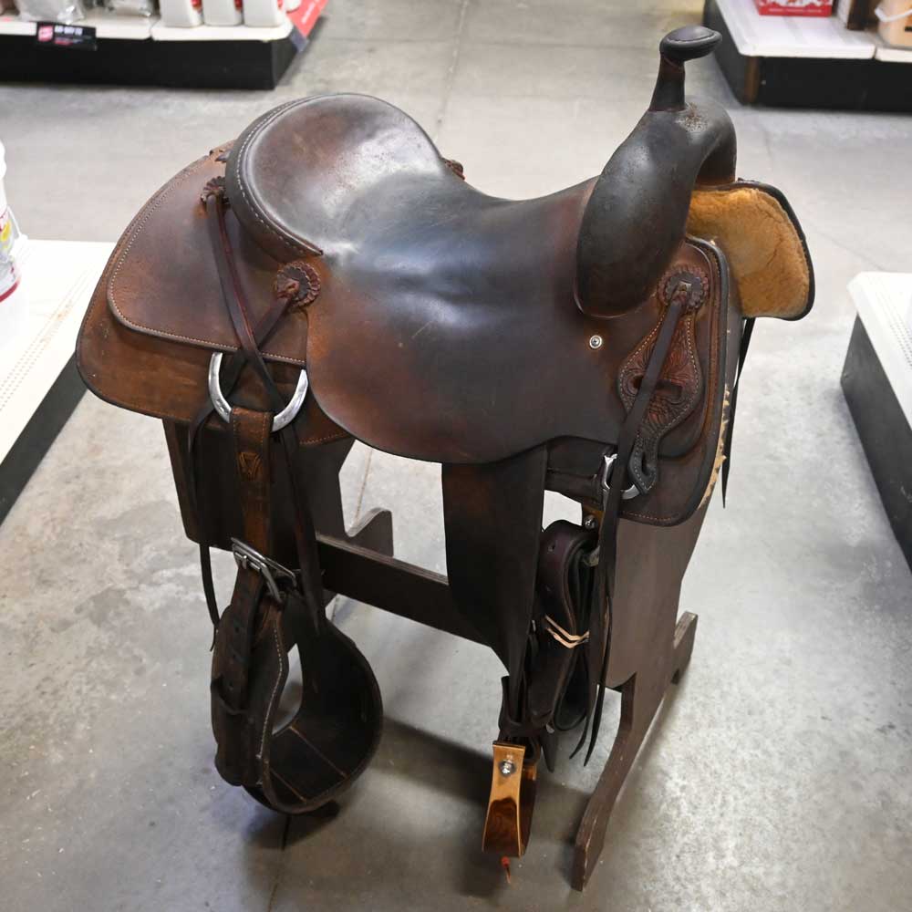 16.5" USED JEFF SMITH RANCH CUTTER SADDLE Saddles Jeff Smith   