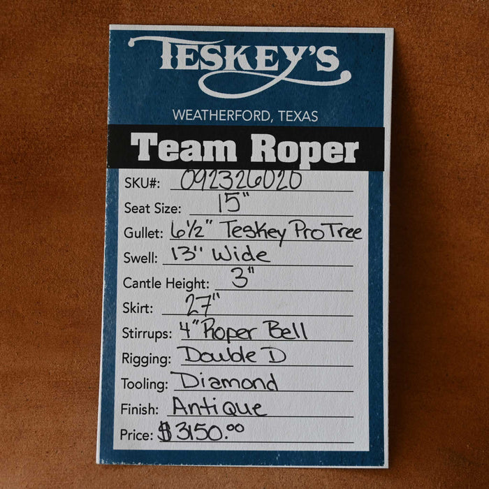 15" TESKEY'S TEAM ROPING SADDLE