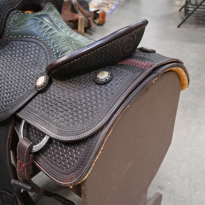 14" USED JEFF SMITH TEAM ROPING SADDLE
