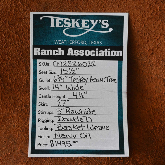 15.5" TESKEY'S RANCH ASSOCIATION SADDLE