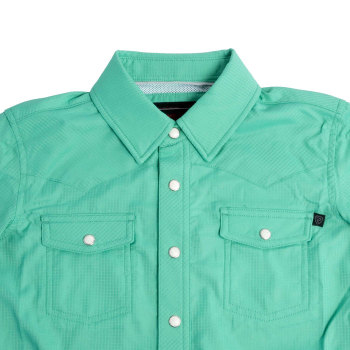 Rock & Roll Denim Boy's Tek Solid Emerald Pearl Snap Shirt KIDS - Boys - Clothing - Shirts - Short Sleeve Shirts Panhandle