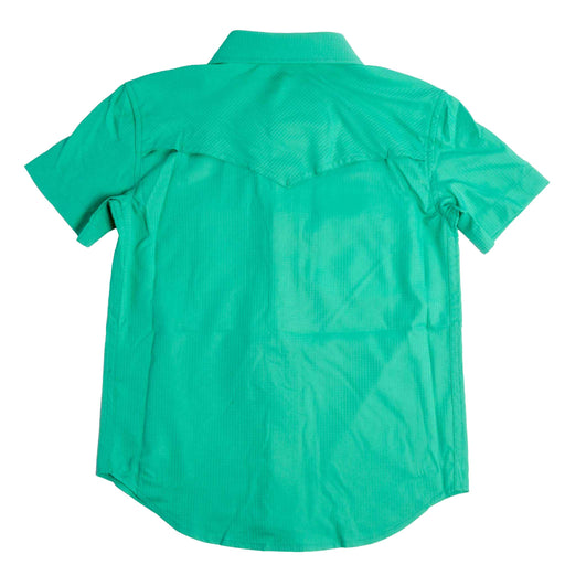 Rock & Roll Denim Boy's Tek Solid Emerald Pearl Snap Shirt KIDS - Boys - Clothing - Shirts - Short Sleeve Shirts Panhandle
