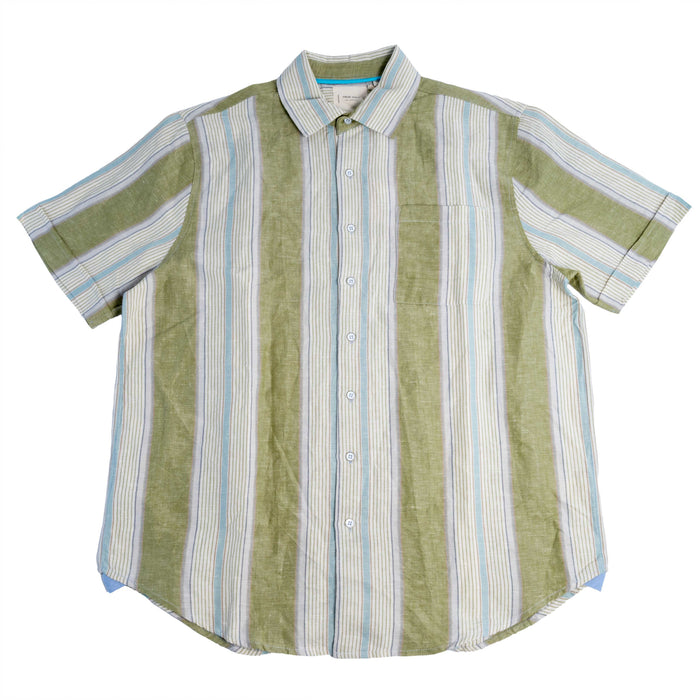 True Grit Linen Stripe Button Down Shirt MEN - Clothing - Shirts - Short Sleeve TRUE GRIT