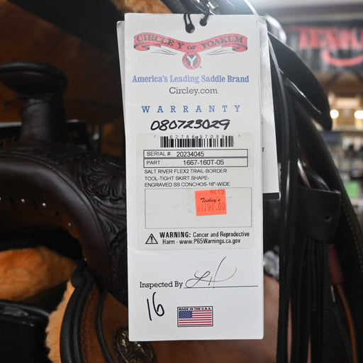 16" CIRCLE Y SALT RIVER FLEX 2 TRAIL SADDLE Saddles - New Circle Y Saddlery