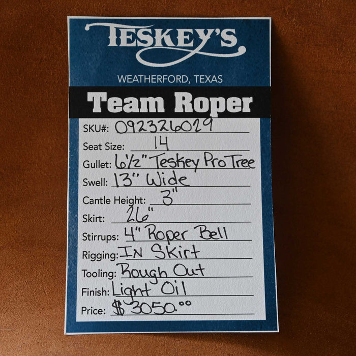 14" TESKEY'S TEAM ROPING SADDLE
