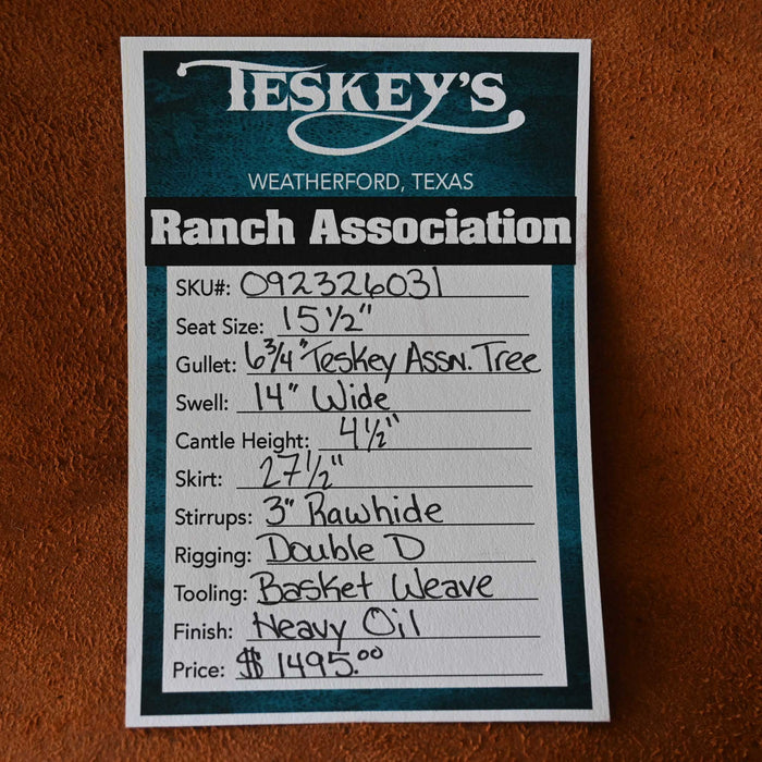 15.5" TESKEY'S RANCH ASSOCIATION SADDLE