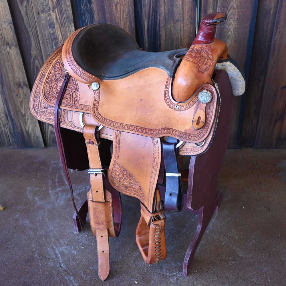 16" USED BUNKHOUSE LEATHER ROPING SADDLE