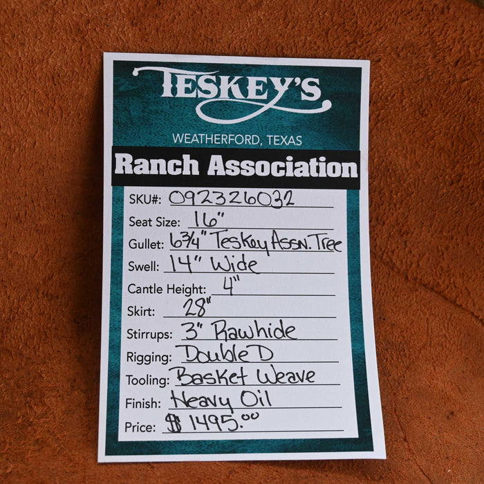 16" TESKEY'S RANCH ASSOCIATION SADDLE