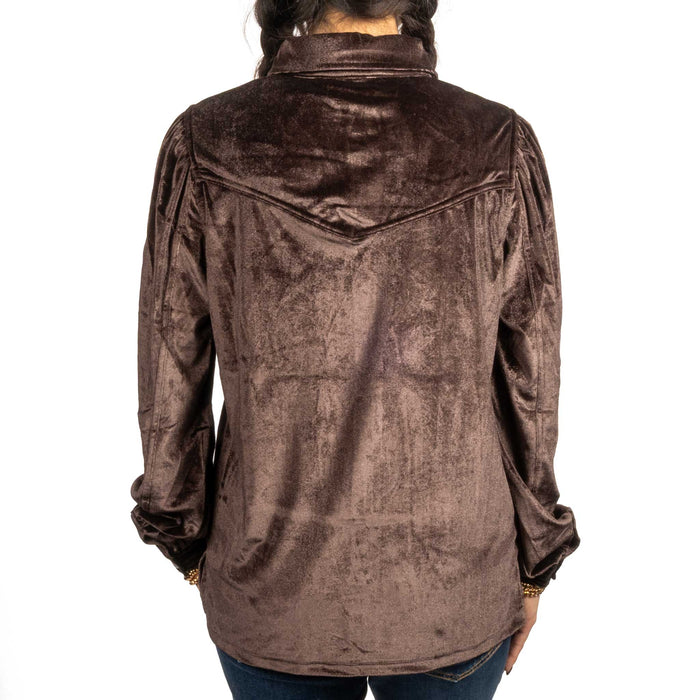 Cruel Denim Women's Brown Velvet Snap Top