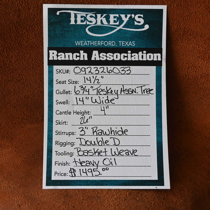 14.5" TESKEY'S RANCH ASSOCIATION SADDLE