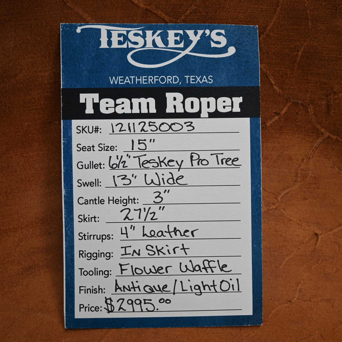 15" TESKEY'S TEAM ROPING SADDLE Saddles - New Teskey's Saddlery