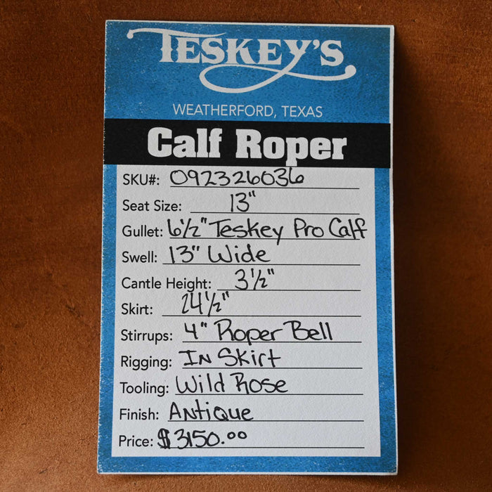 13" TESKEY'S CALF ROPING SADDLE
