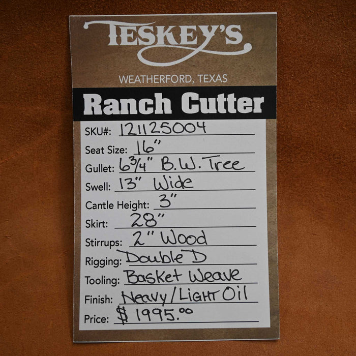 16" TESKEY'S RANCH CUTTER SADDLE