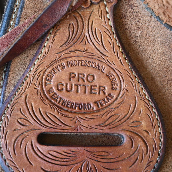 16" USED TESKEY'S PRO CUTTER RANCH CUTTER SADDLE