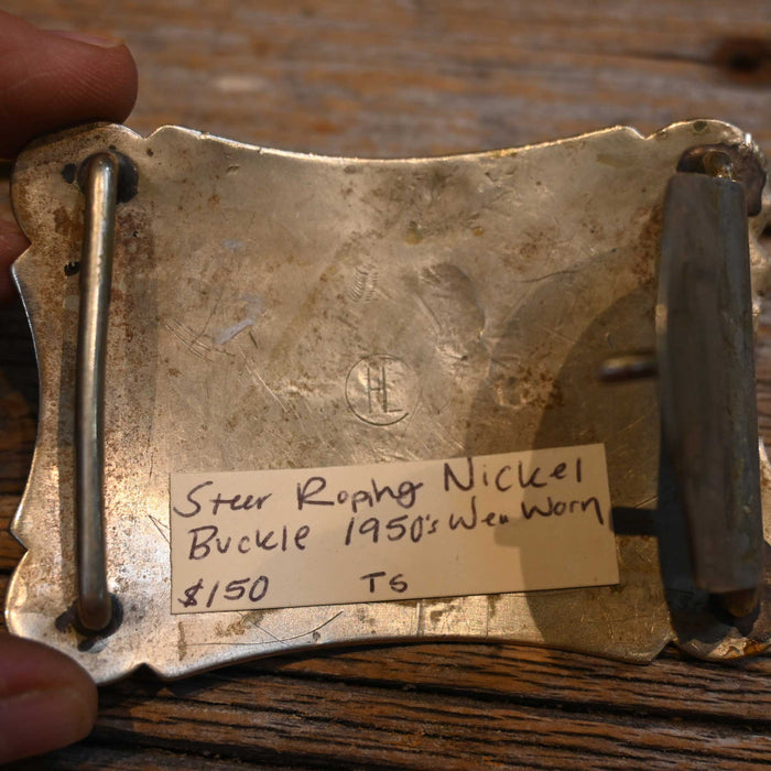 Vintage HL Nickel & Brass Team Roper Buckle