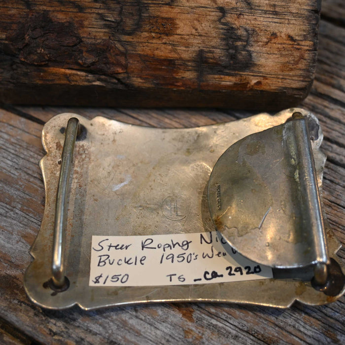 Vintage HL Nickel & Brass Team Roper Buckle