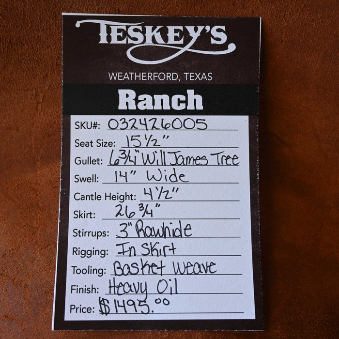 15.5" TESKEY'S STRIP DOWN RANCH SADDLE Saddles - New Teskey's Saddlery