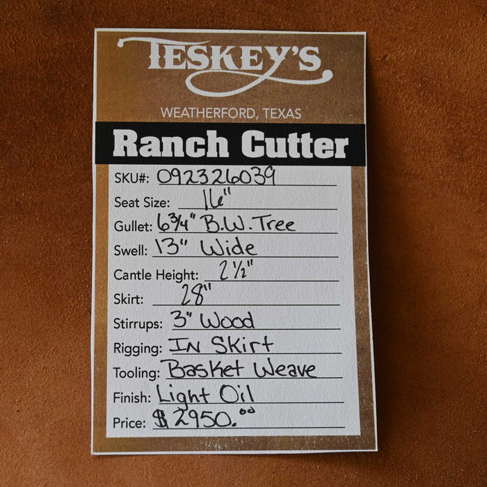 16" TESKEY'S RANCH CUTTER SADDLE
