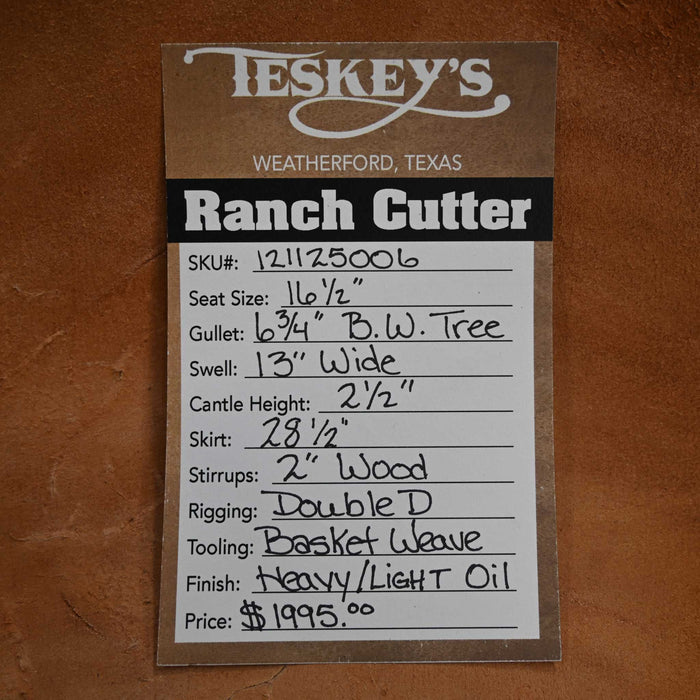 16.5" TESKEY'S RANCH CUTTER SADDLE