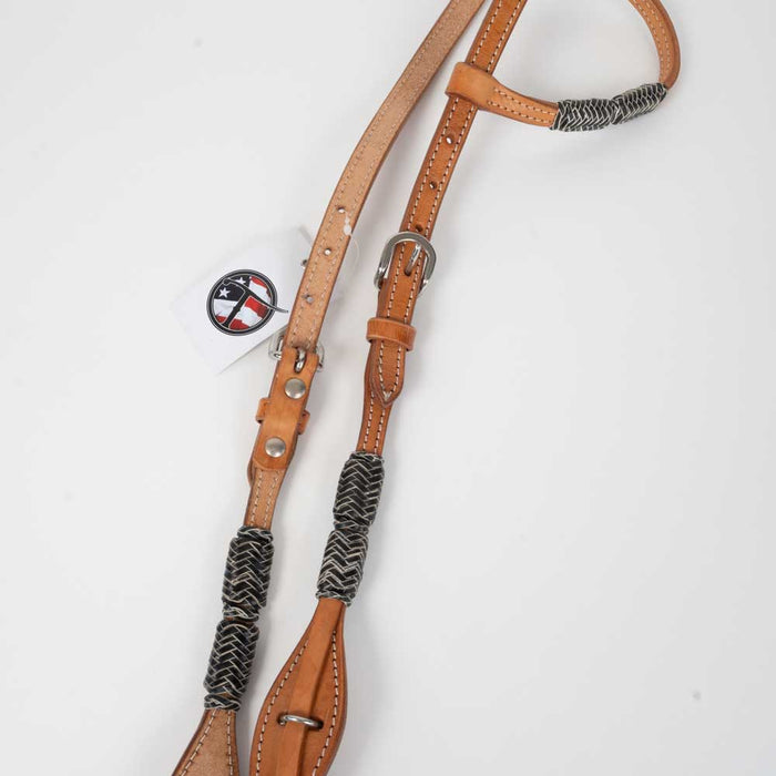 NEW Leather One Ear Headstall W/ Black Rawhide Embellish Sale Barn Teskey's   