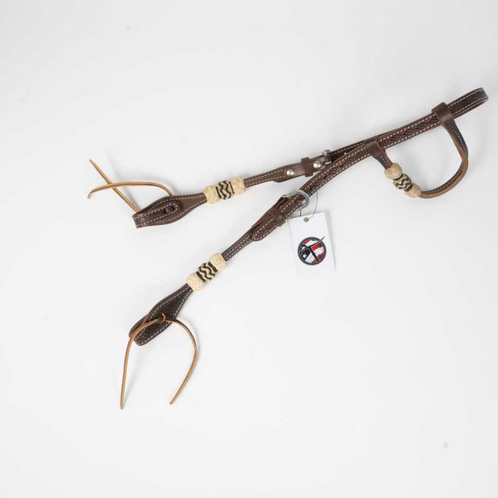 NEW Diamond Tooled Oiled Leather One Ear Headstall W/ Rawhide Buttons Sale Barn Teskey's   