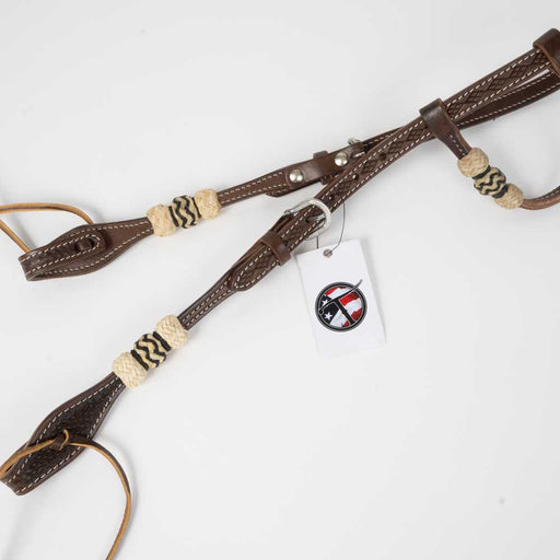 NEW Diamond Tooled Oiled Leather One Ear Headstall W/ Rawhide Buttons Sale Barn Teskey's   