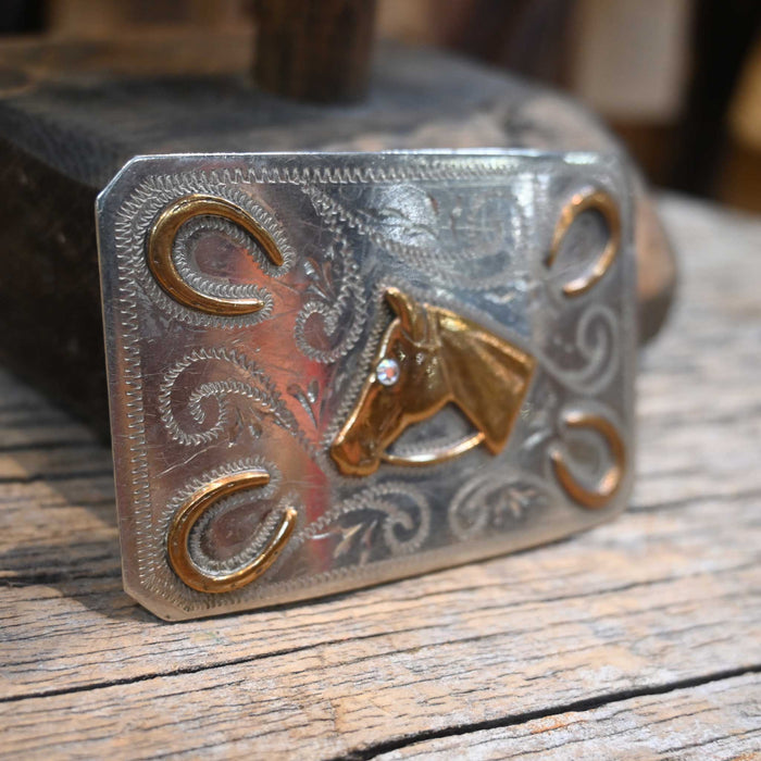 Vintage Ricardo Horse Head & Horse Shoes Buckle