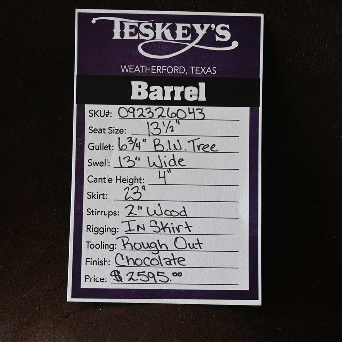 13.5" TESKEY'S BARREL SADDLE